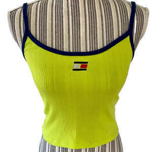 Tommy Hilfiger Sport chartreuse and Navy tank top size small petite